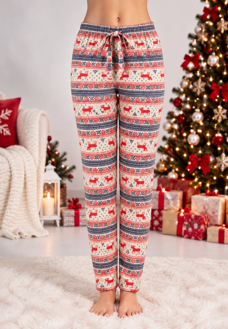 Pantaloni de Pijama Damă de Crăciun din 100% Bumbac