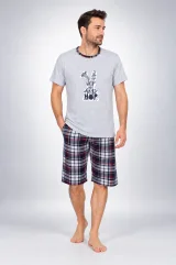 Pijama bărbat 3/4, imprimeu iepure hip-hop, gri