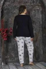Pijama damă, cu mânecă lungă și pantaloni lungi, imprimeu floral, mov