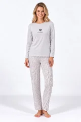 Pijama damă cu mânecă lungă și pantaloni lungi cu imprimeu