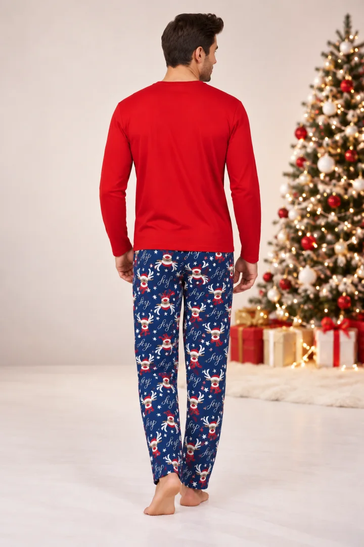 Pijama Bărbați de Crăciun, Bluză cu Mânecă Lungă și Pantaloni Lungi