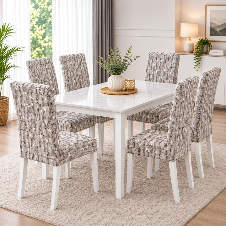 Set 6 Huse Elastice pentru Scaune, Microfibră Premium, cu Elastic, Protecție și Design Elegant