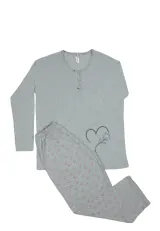 Pijama damă GRI big size din bumbac , gri