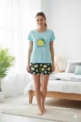 Pijama dama , imprimeu ,,Hey Summer!'',blue