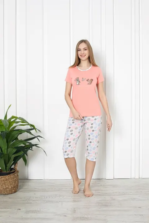 Pijama dama din bumbac, imprimeu ,,Best Friends'', ROZ