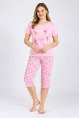 Pijama damă tricou + pantaloni 3/4 imprimeu find beauty
