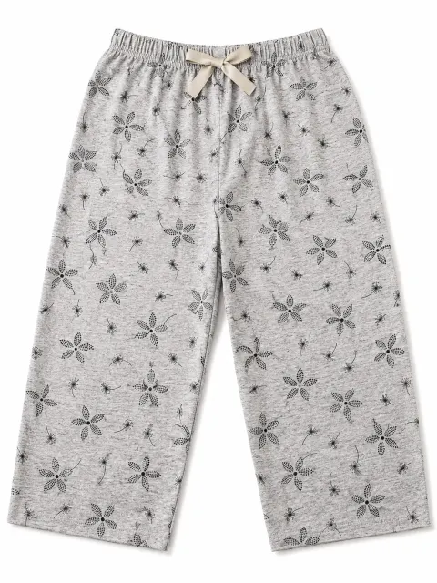 Pantaloni pijama damă 3/4, gri, imprimeu păpădie