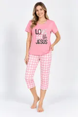 Pijama damă cu imprimeu LOVE LIKE JESUS