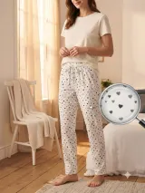 Pantaloni de pijama de dama imimioare mici NEGRE