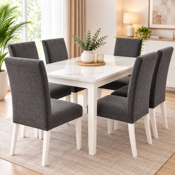 Set 6 Huse Elastice pentru Scaune, Microfibră Premium, cu Elastic, Protecție și Design Elegant