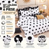 Set Lenjerie de Pat Dublu din Microfibră Premium, 6 Piese, Cearșaf 245x250 cm