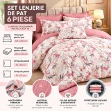 Set Lenjerie de Pat Dublu din Microfibră Premium, 6 Piese, Cearșaf 245x250 cm