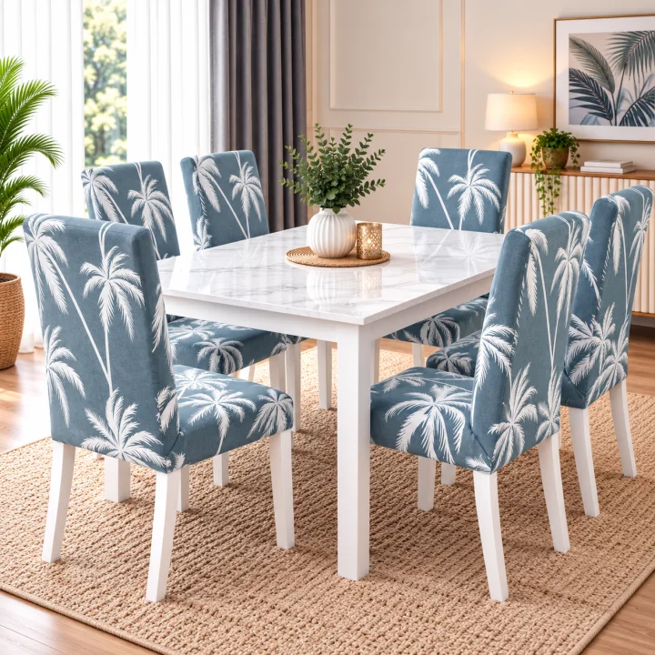 Set 6 Huse Elastice pentru Scaune, Microfibră Premium, cu Elastic, Protecție și Design Elegant