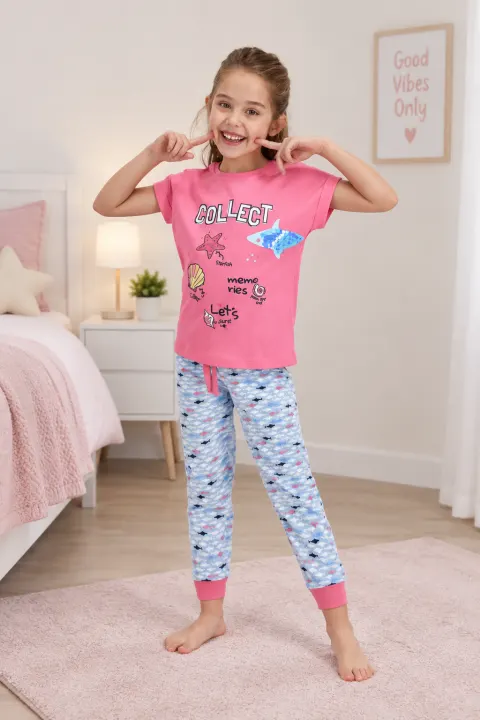 Pijama fetițe „Collect”, roz închis