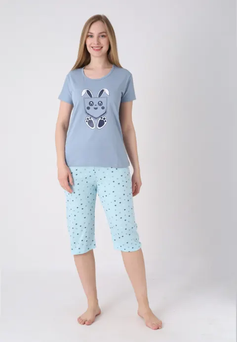 Pijama damă cu model de Paște, gri