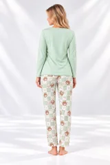Pijama damă cu mânecă lungă și pantaloni lungi cu imprimeu