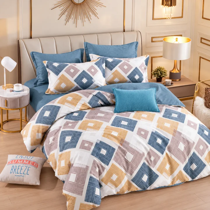 Set Lenjerie de Pat Dublu din Microfibră Premium, 6 Piese, Cearșaf 245x250 cm