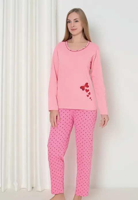 Pijama damă cu  imprimeu fluture, culoare roz