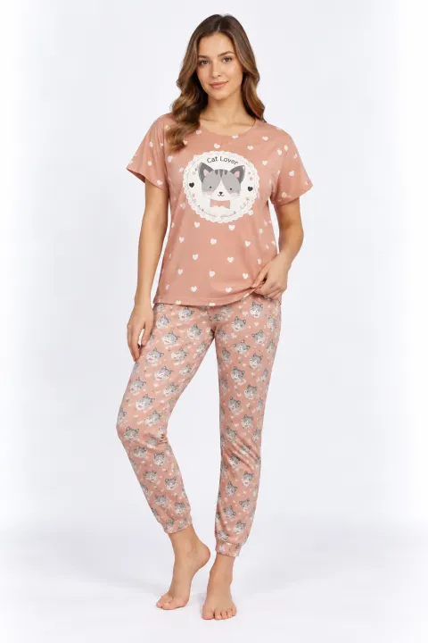 Pijama damă din bumbac „Cute Cat Love”