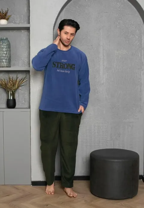 Pijama bărbați albastru & verde închis  – material polar
