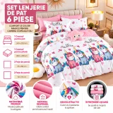 Set Lenjerie de Pat Dublu din Microfibră Premium, 6 Piese, Cearșaf 245x250 cm