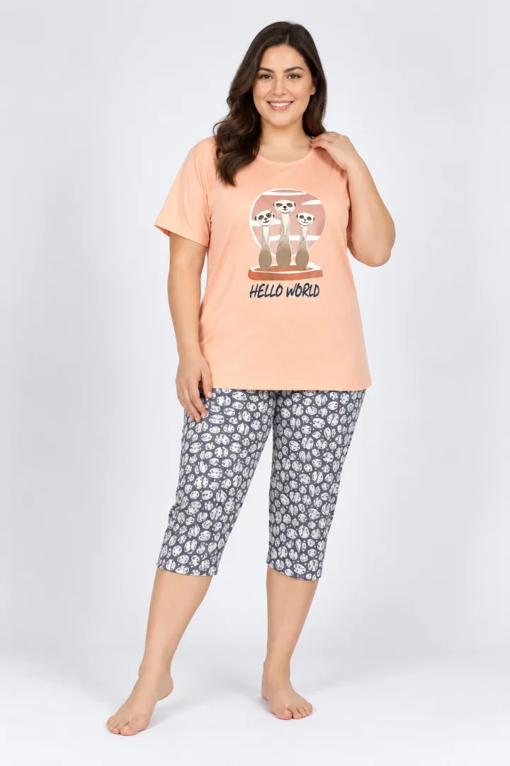 Pijama dama  cu imprimeu „Hello World”