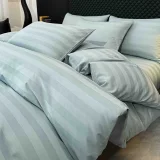 Lenjerie de Pat 100% Bumbac Damasc Deluxe, 6 Piese, Cearșaf cu Elastic 180x200 cm, Husă Pilotă 200x230 cm