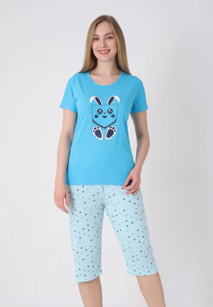 Pijama damă cu model de Paște, blue