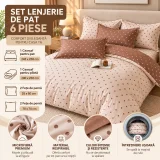 Set Lenjerie de Pat Dublu din Microfibră Premium, 6 Piese, Cearșaf 245x250 cm