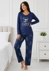 Pijama de dama blumarin, bluza cu maneca lunga  si pantaloni lungi blumarin