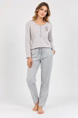Pijamale damă cu  imprimeu Little Bunny, gri/roz