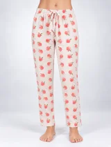 Pantaloni de pijama de dama alb cu mere