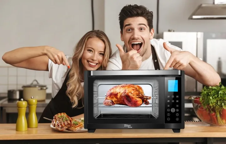 Cuptor Electric 28L, 1600W, cu Convecție, Display Digital, Temperatură Reglabilă 100–230°C, Timer 60 Minute și Programe de Gătit