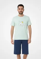 Pijama familie-bărbati  3/4 , verde