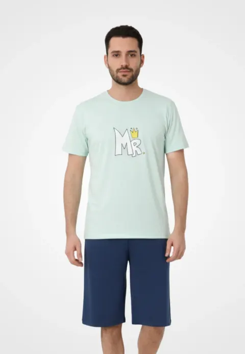 Pijama familie-bărbati  3/4 , verde
