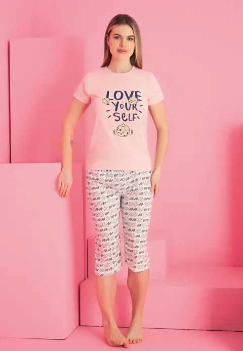 Pijama damă bumbac – imprimeu LOVE YOURSELF