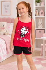 Pijama fetițe din bumbac cu maiou și pantaloni scurți – Hello Kitty, roșu