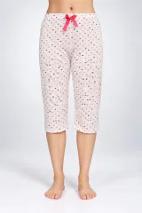 Pantaloni pijama damă 3/4, roz, imprimeu inimi