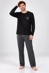 Pijama barbat negru cu gri