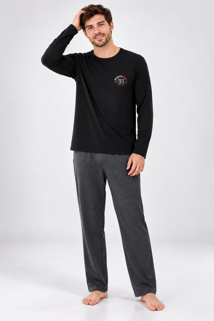 Pijama barbat negru cu gri