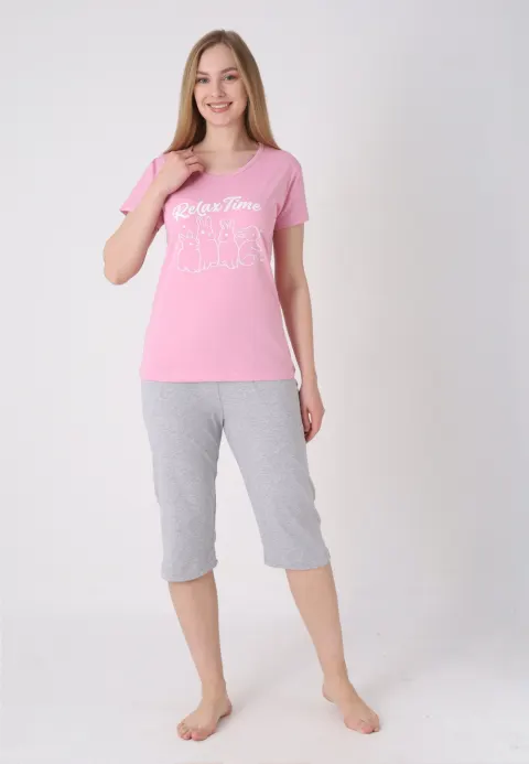Pijama damă cu model de Paște, roz