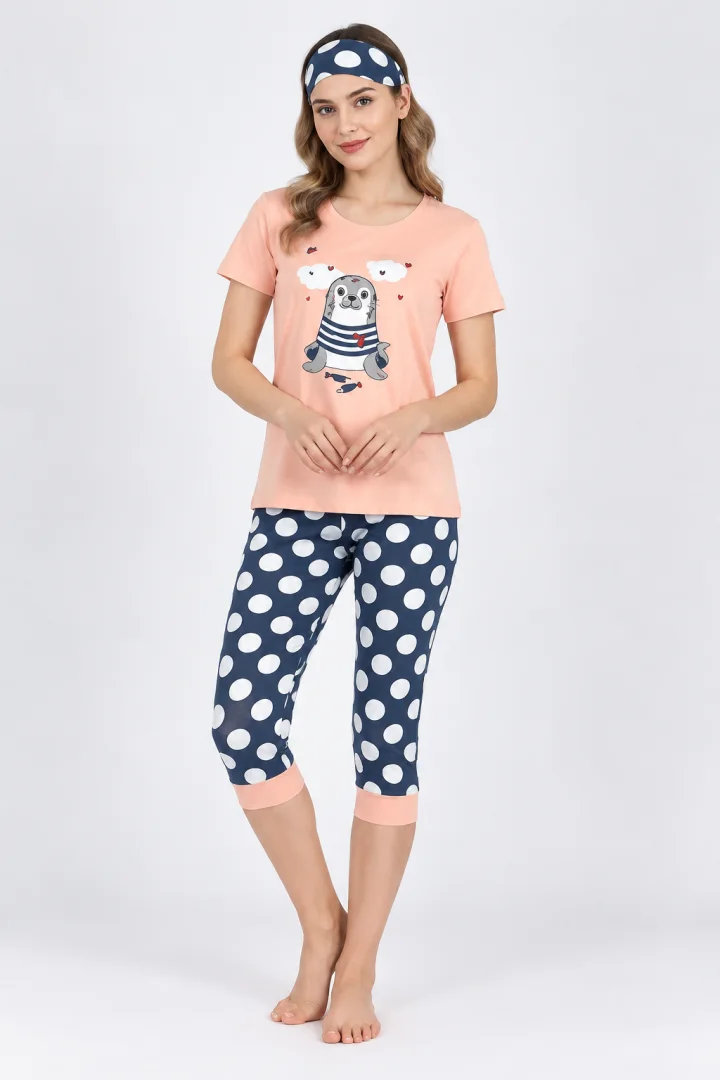 Pijama pentru Dama cu Imprimeu Foca - roz piersica