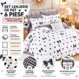 Set Lenjerie de Pat Dublu din Microfibră Premium, 6 Piese, Cearșaf 245x250 cm