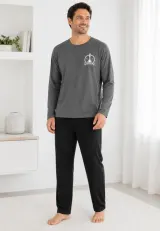 Pijama barbat gri cu gri inchis