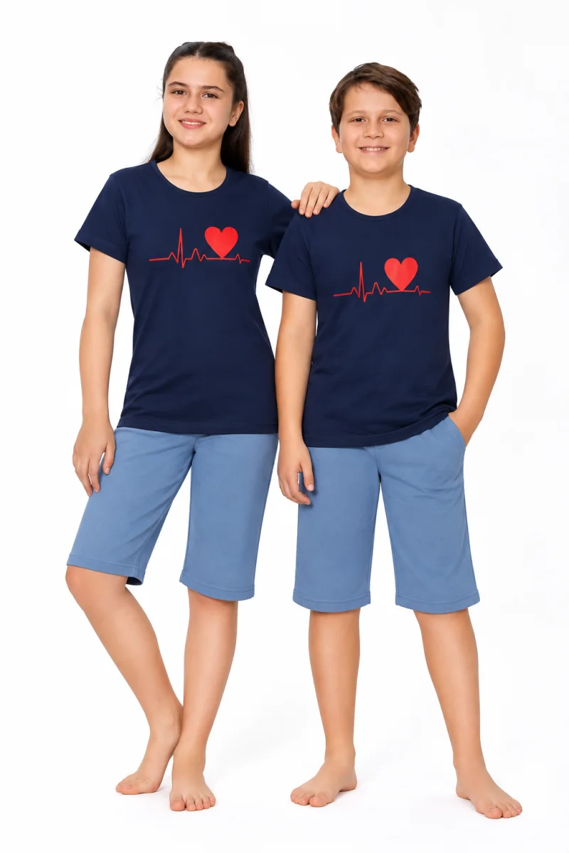 Pijama Copii Unisex pentru Fete și Băieți, cu Mânecă Scurtă și Pantaloni 3/4