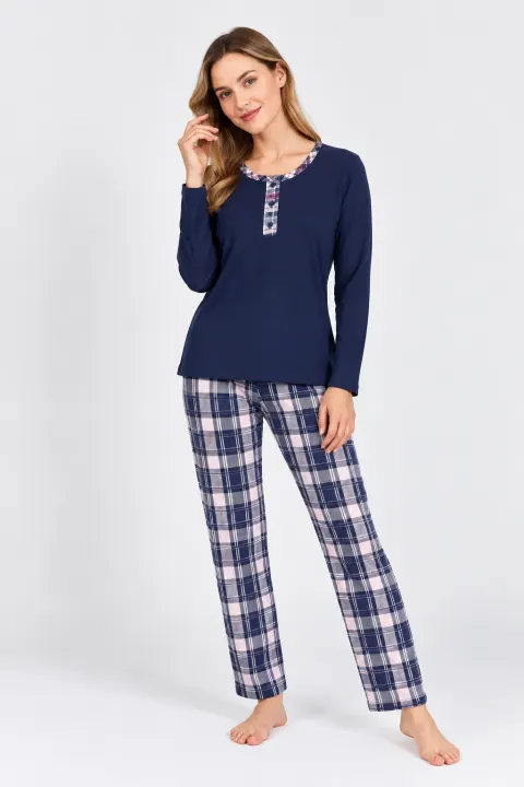 Pijamă de damă , cu mânecă lungă și pantaloni lungi, blumarin