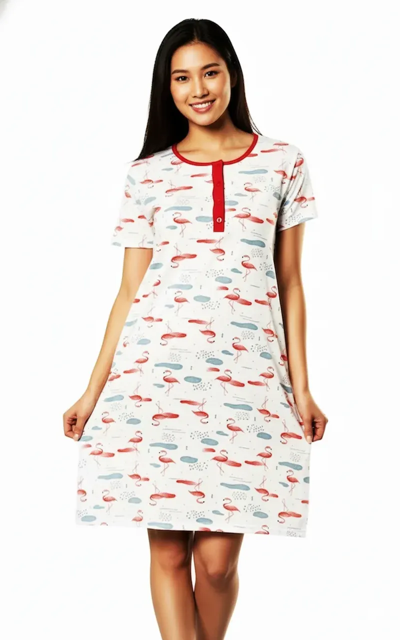 Rochie dama, imprimeu flamingo