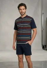 Pijama Bărbați Negru – Imprimeu Dungi