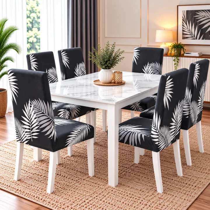 Set 6 Huse Elastice pentru Scaune, Microfibră Premium, cu Elastic, Protecție și Design Elegant