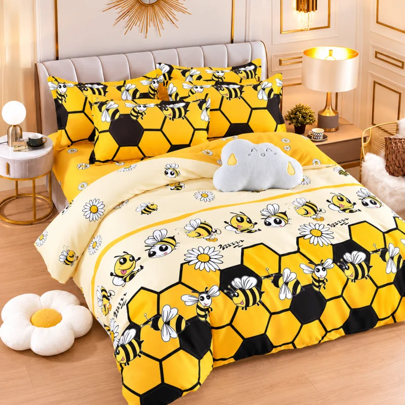 Set Lenjerie de Pat Dublu din Microfibră Premium, 6 Piese, Cearșaf 245x250 cm